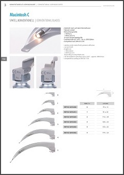 Standardne lopatice za navaden laringoskop – katalog